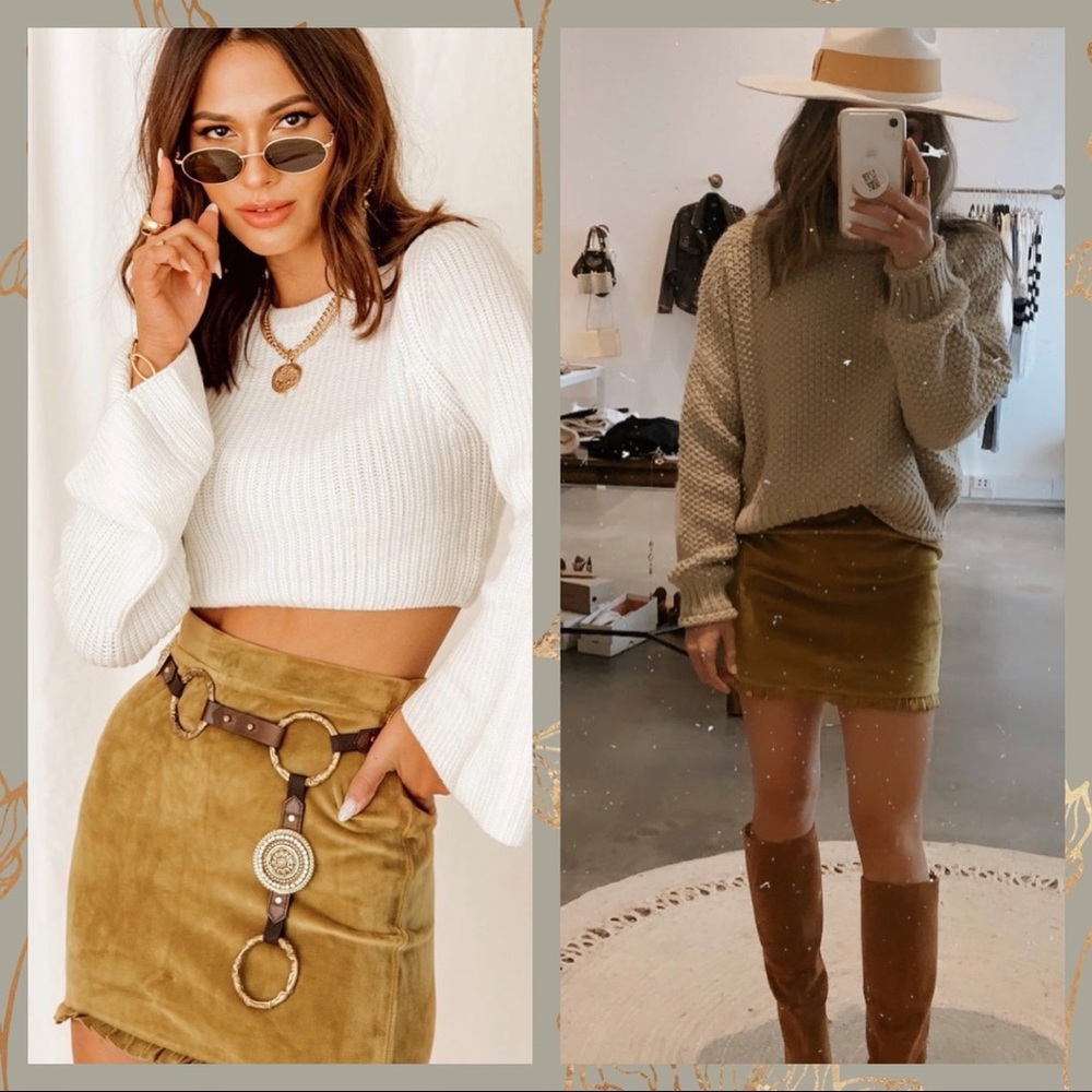 12th Tribe Tan Mini Skirt with Belt